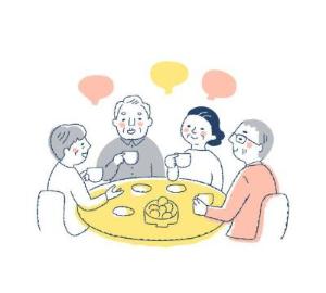 みんなで話しているイラスト