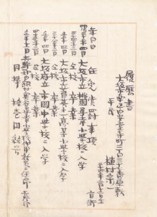 直木三十五直筆の履歴書の写真