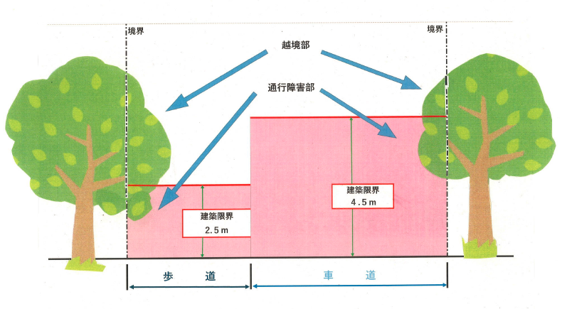 （図）伸びた竹木で通行の支障となる部分