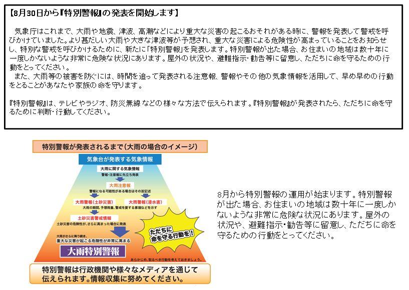 特別警報の発令について説明画像